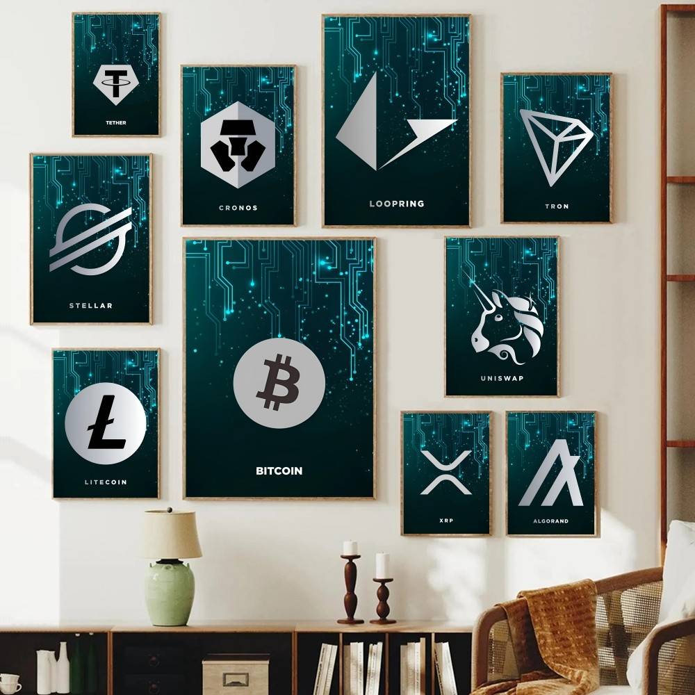 Office Print Tech - Poster con Simbolo Crypto Tech Circuit,