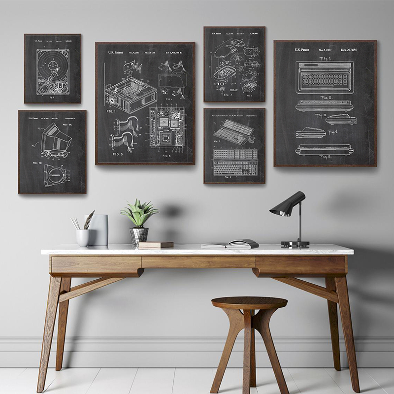 Office Print Tech - Set di 6 Stampe Vintage di