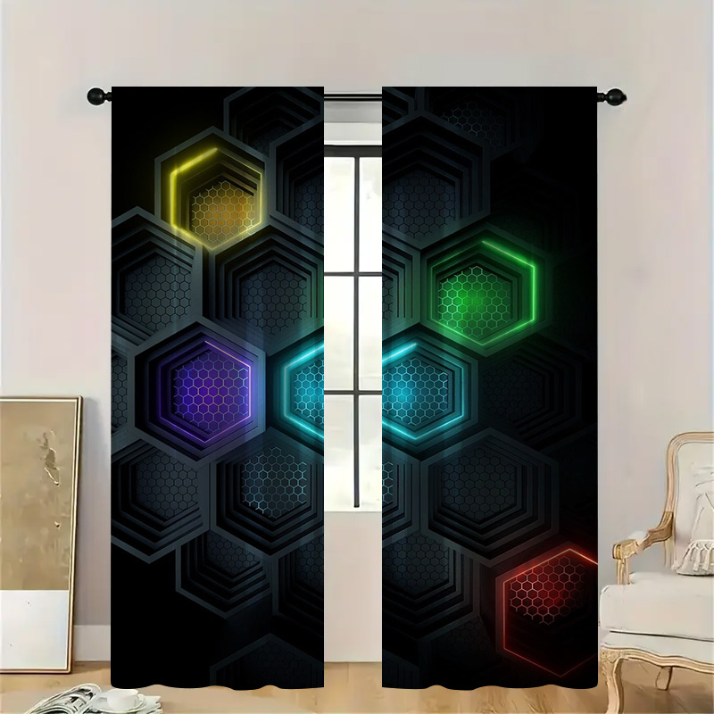 Office Print Tech - Tende geometriche moderne da 2 pezzi
